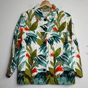 LifeStyle‎ Tropical Button Down Jacket Womens Size XL Resortwear Vacation Beach